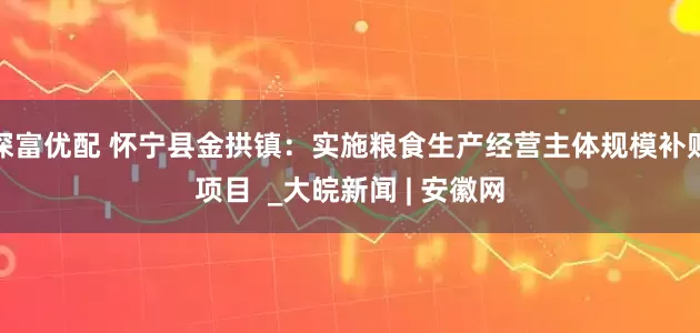 深富优配 怀宁县金拱镇：实施粮食生产经营主体规模补贴项目  _大皖新闻 | 安徽网